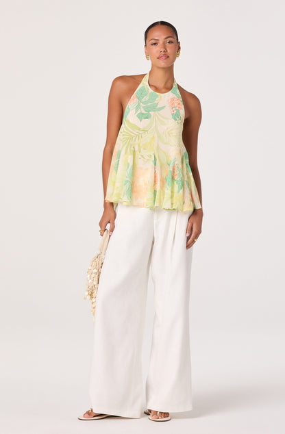 Belen Tropical Print Halter Top