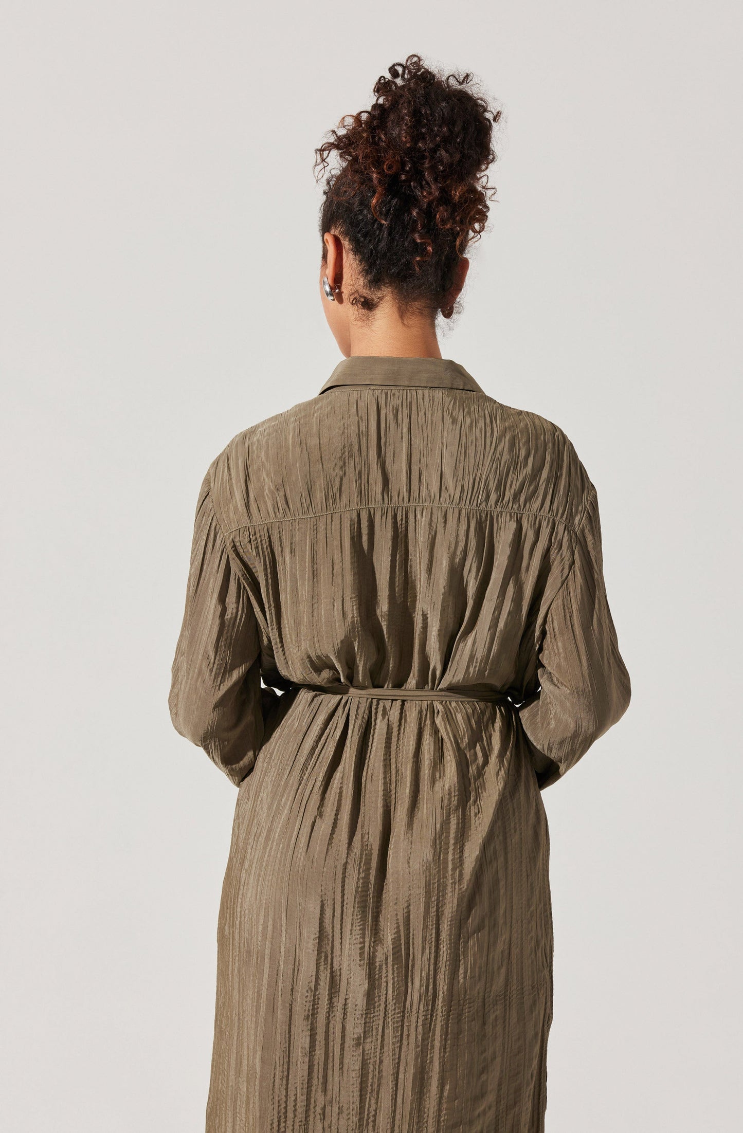Belted Long Sleeve Shirt Dress