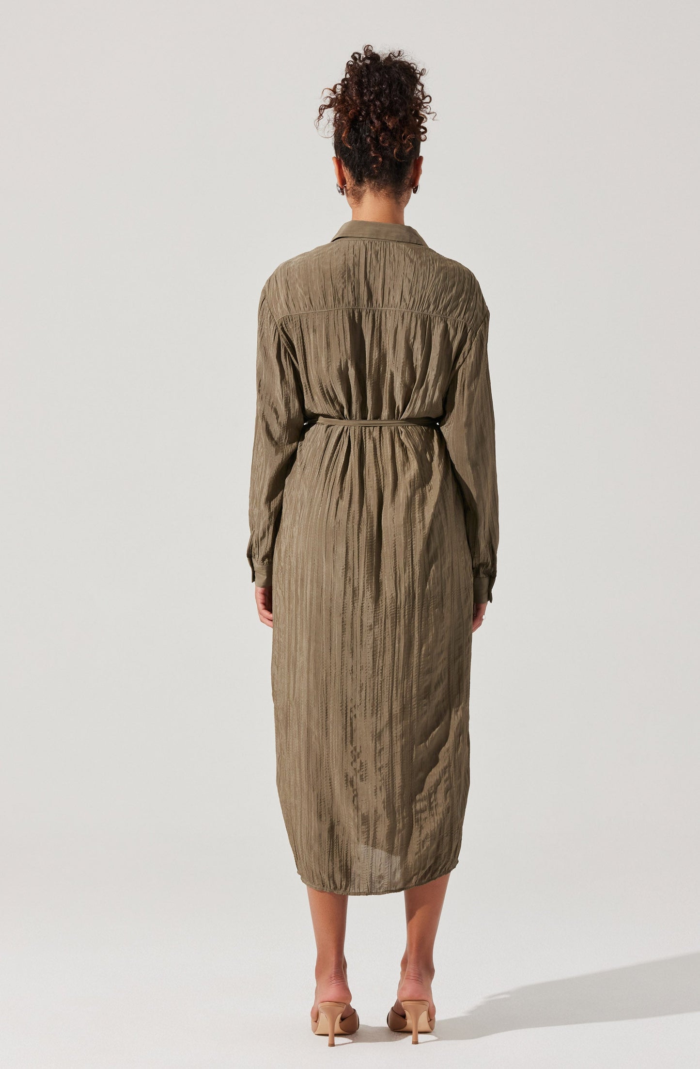 Belted Long Sleeve Shirt Dress