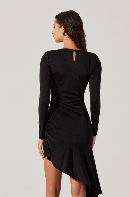Asymmetric Ruffle Hem Dress