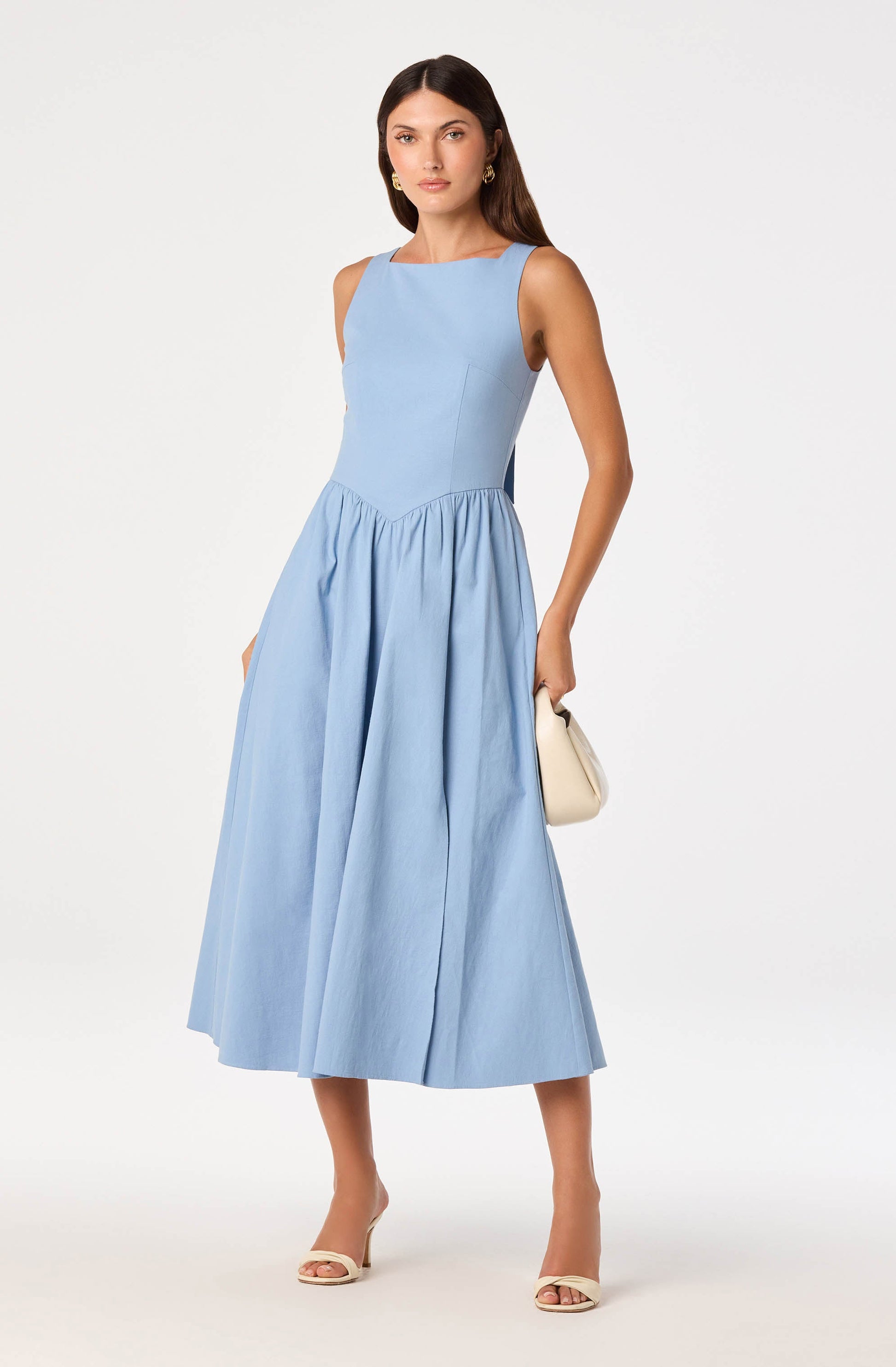 Bow Back Apron Midi Dress