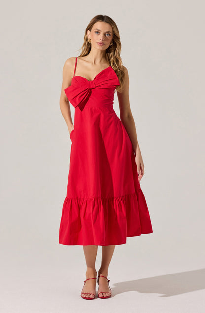 Asymmetrical Bow Midi Dress