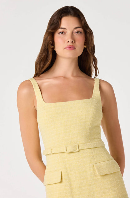 Adelyn Belted Tweed Mini Dress