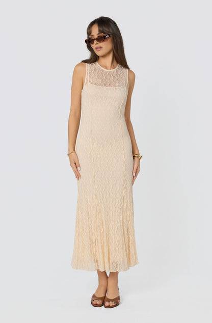 Annabella Semi-Sheer Lace Maxi Dress