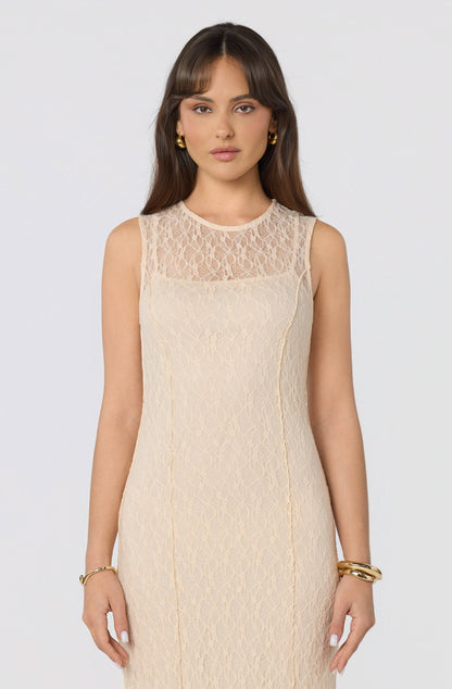 Annabella Semi-Sheer Lace Maxi Dress