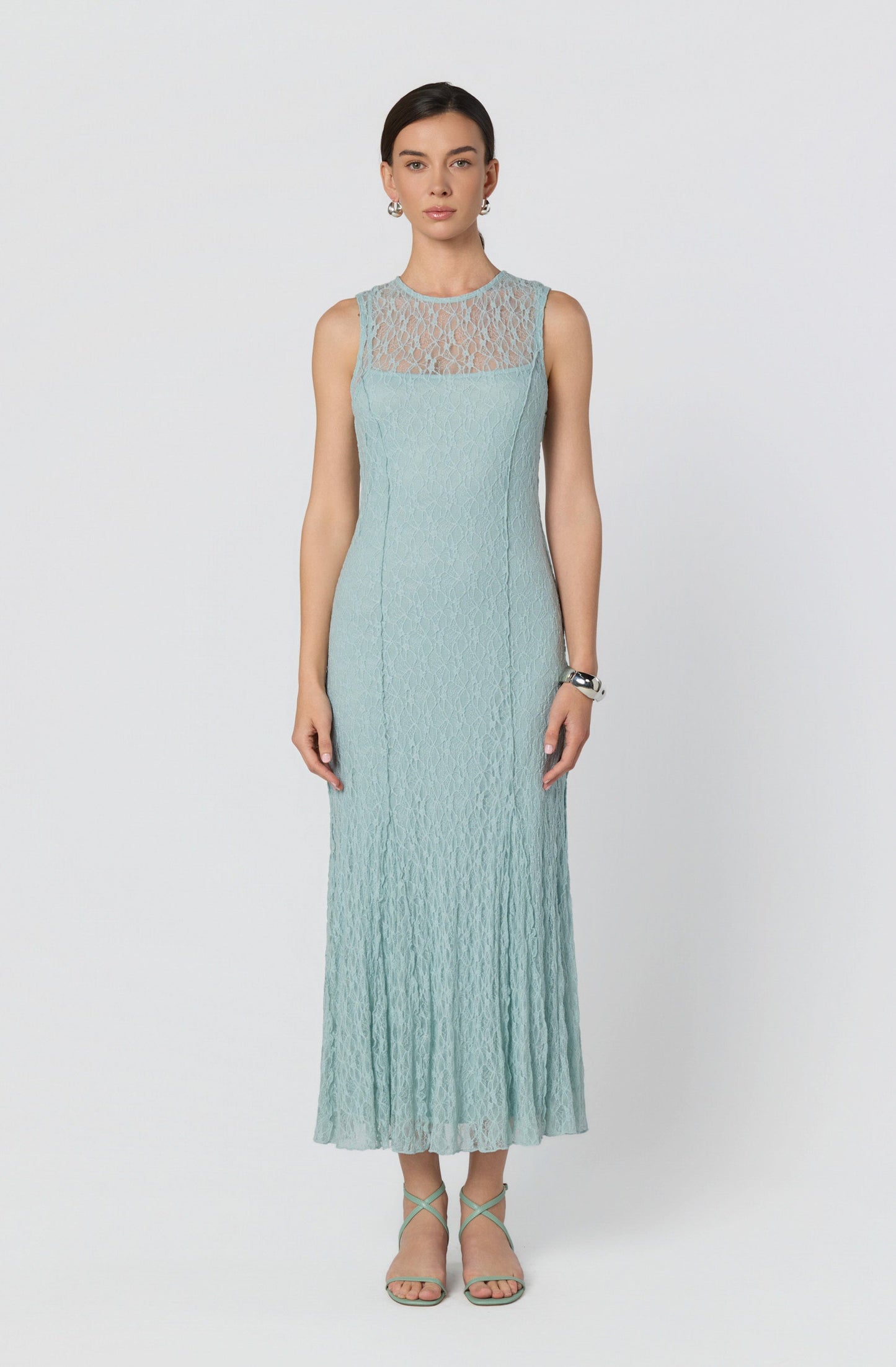 Annabella Semi-Sheer Lace Maxi Dress