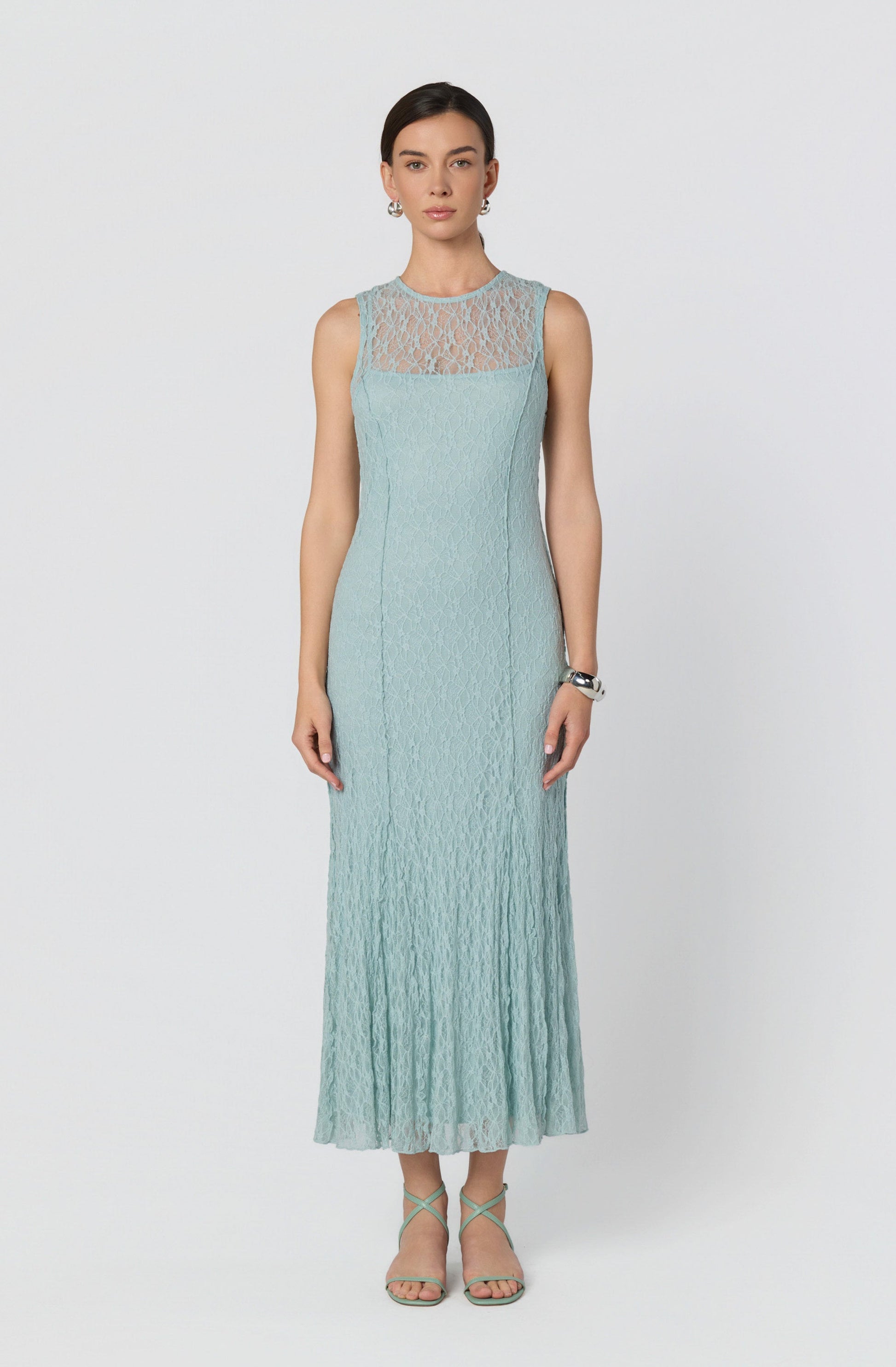 Annabella Semi-Sheer Lace Maxi Dress