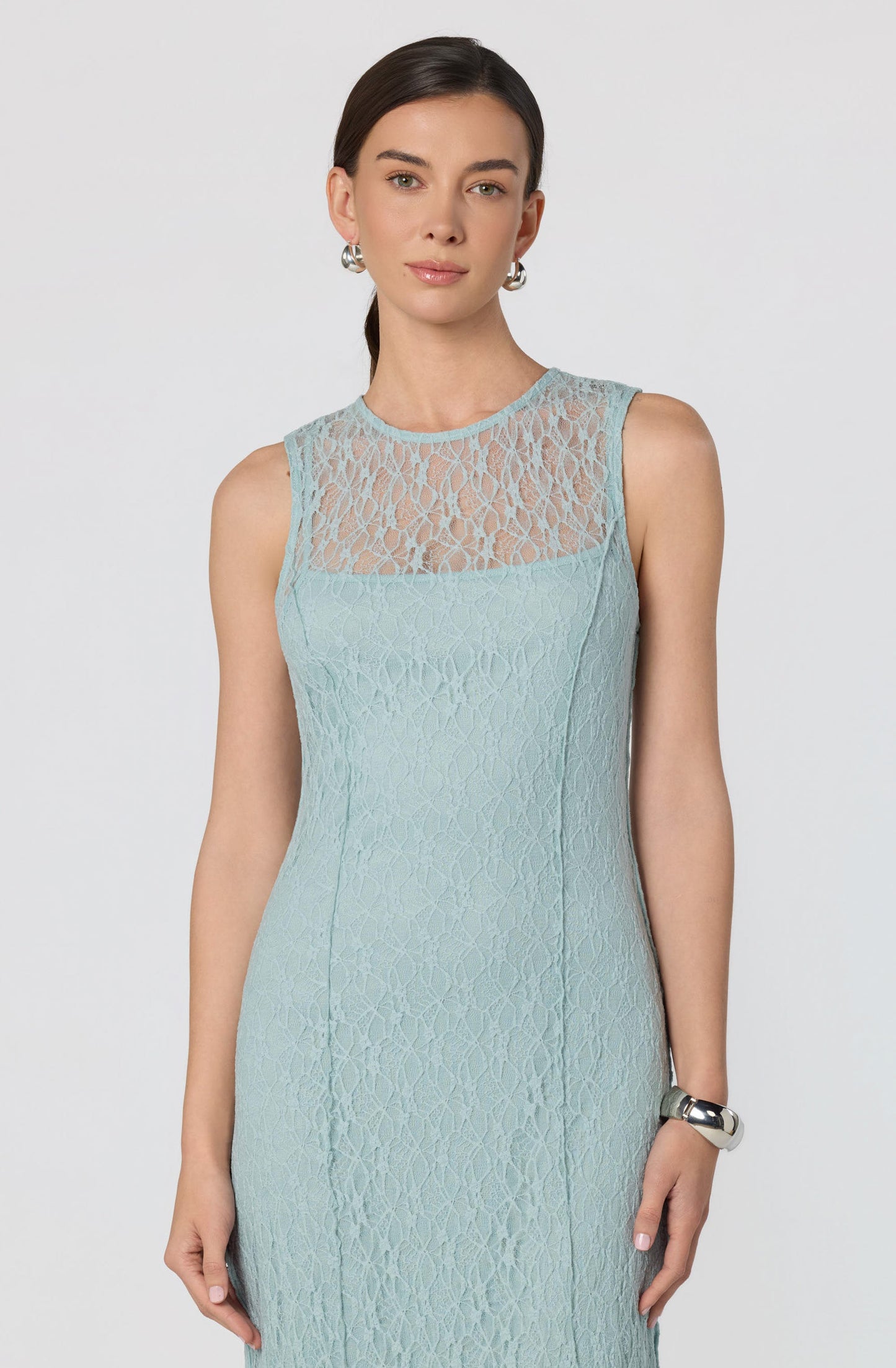 Annabella Semi-Sheer Lace Maxi Dress