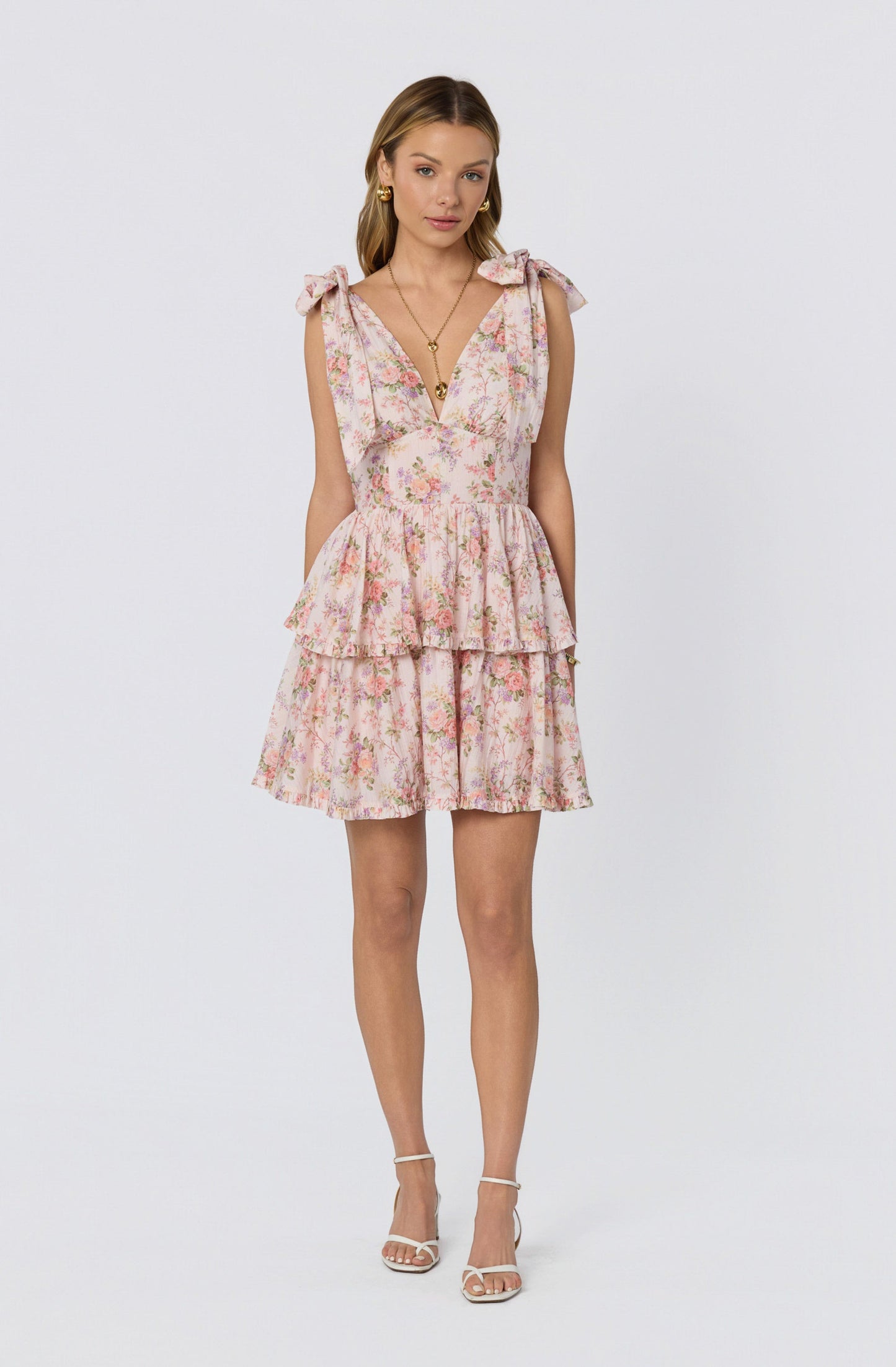 Ainlay Floral Tiered Mini Dress