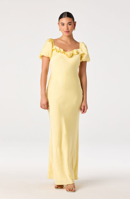 Bethrose 3D Rose Satin Maxi Dress