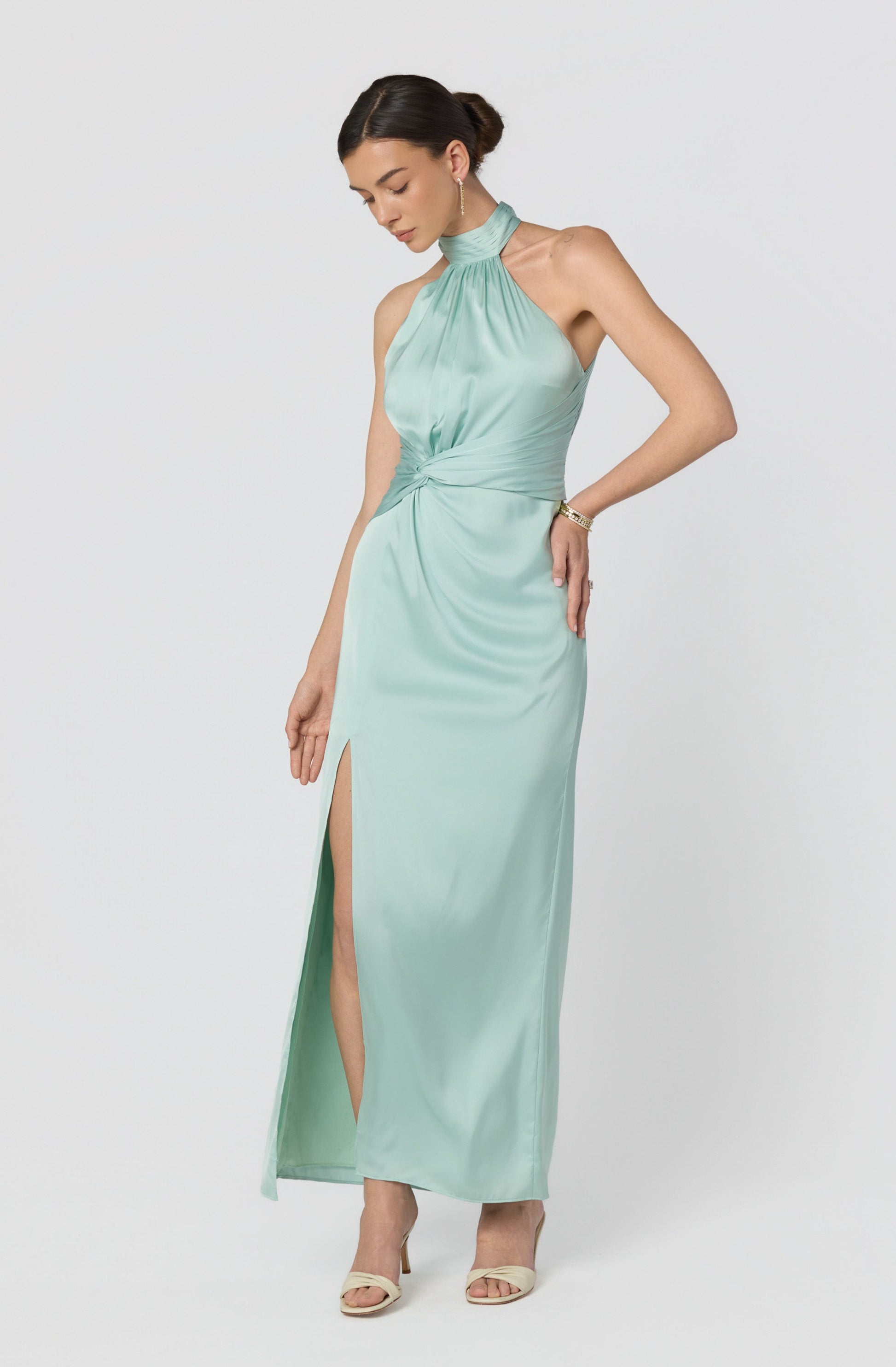 Aspen Twist Front Halter Maxi Dress