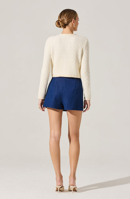 Belted Denim Mini Skort