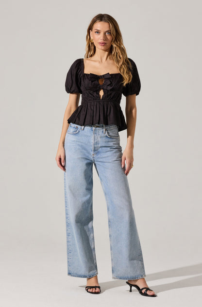Bow Front Peplum Top
