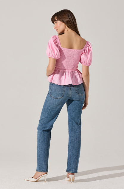 Bow Front Peplum Top