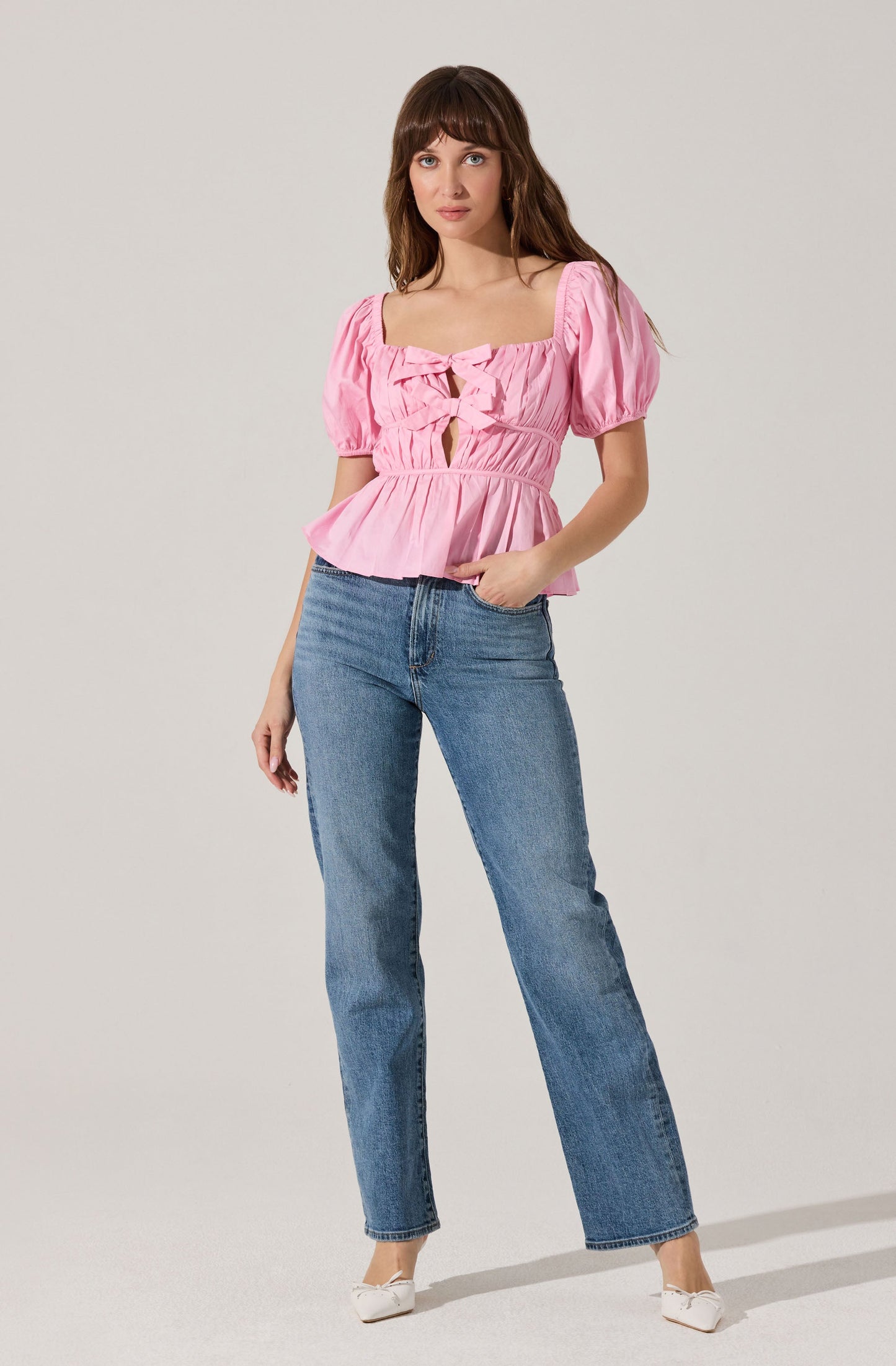 Bow Front Peplum Top