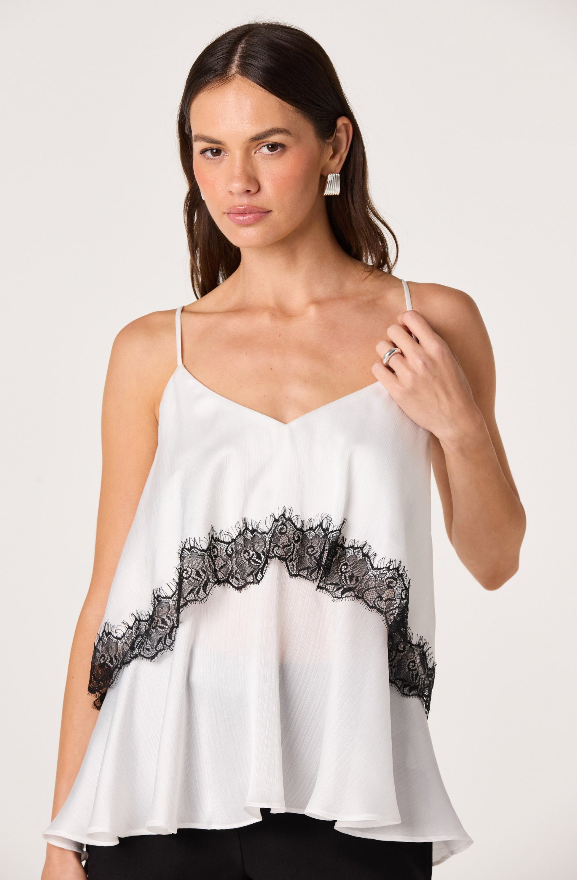 Beara Satin Lace Trim Tank Top