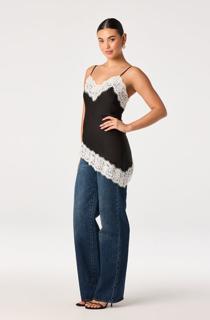 Analise Lace Trim Asymmetric Tank
