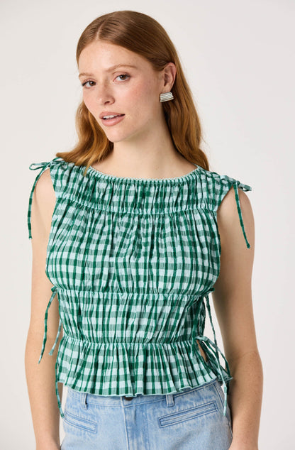 Bianca Gingham Smocked Tiered Top