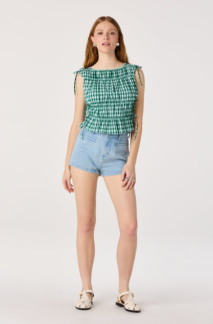 Bianca Gingham Smocked Tiered Top