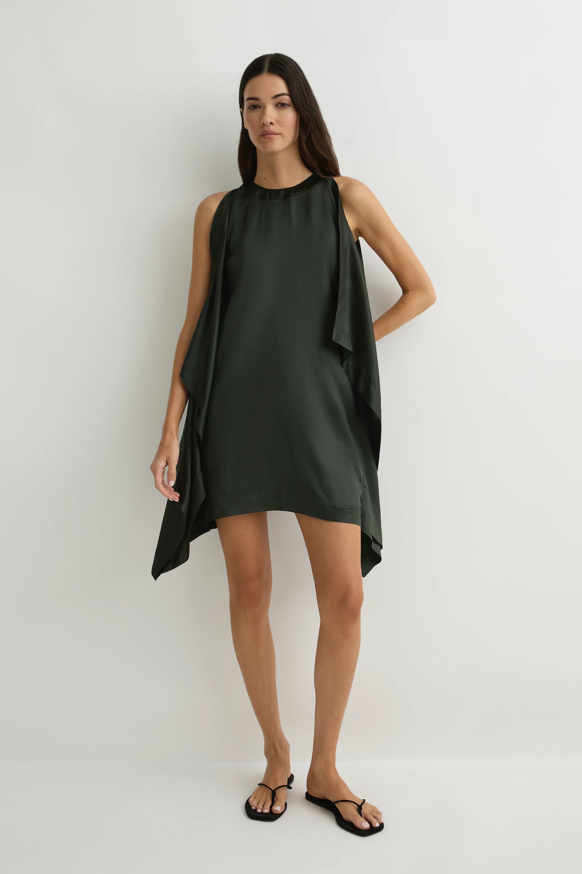 BONDI BORN Como Waterfall Mini Dress - Forest