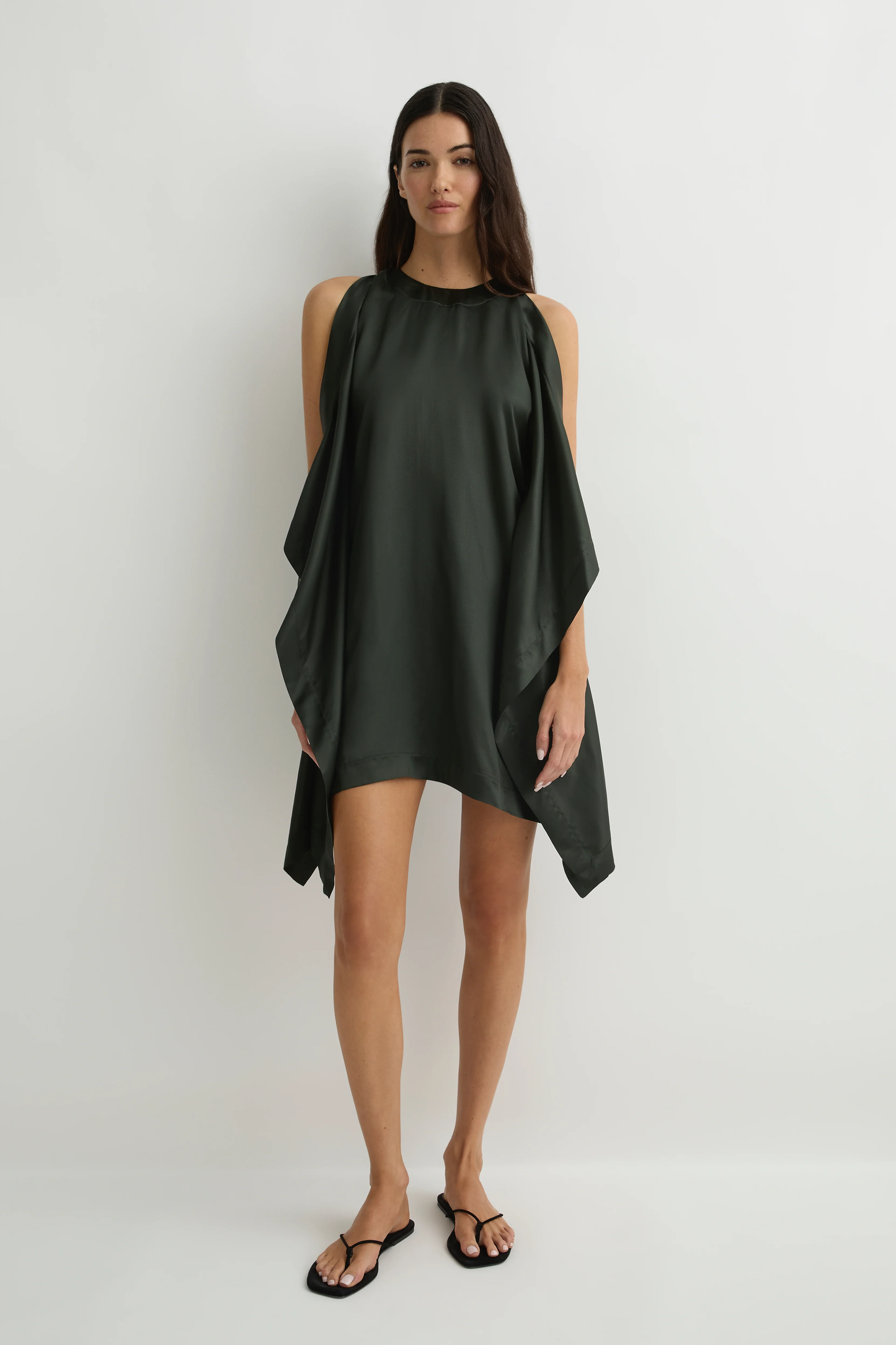 BONDI BORN Como Waterfall Mini Dress - Forest