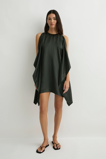 BONDI BORN Como Waterfall Mini Dress - Forest