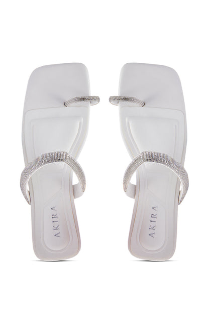 AKIRA LAVEDA WHITE EMBELLISHED FLAT SANDAL