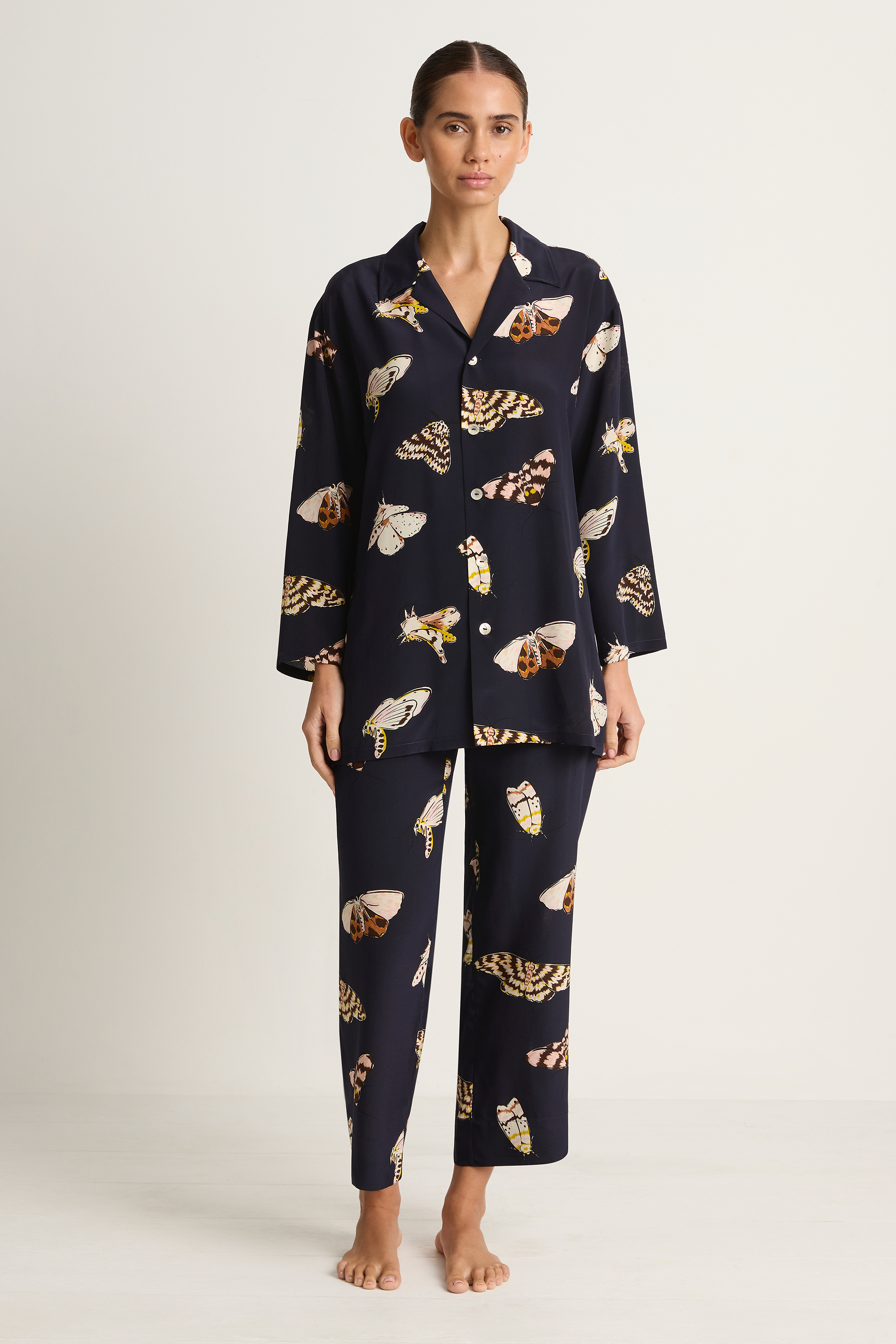 Olivia Von Halle Casablanca Pajamas - Notte Navy Moth