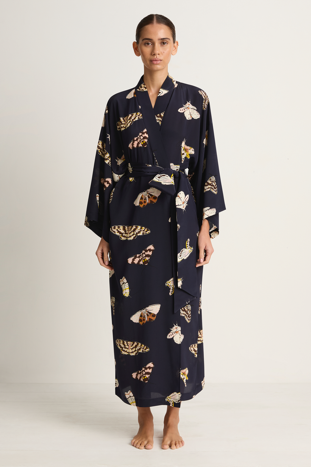 Olivia Von Halle Amaya Robe - Notte Navy Moth