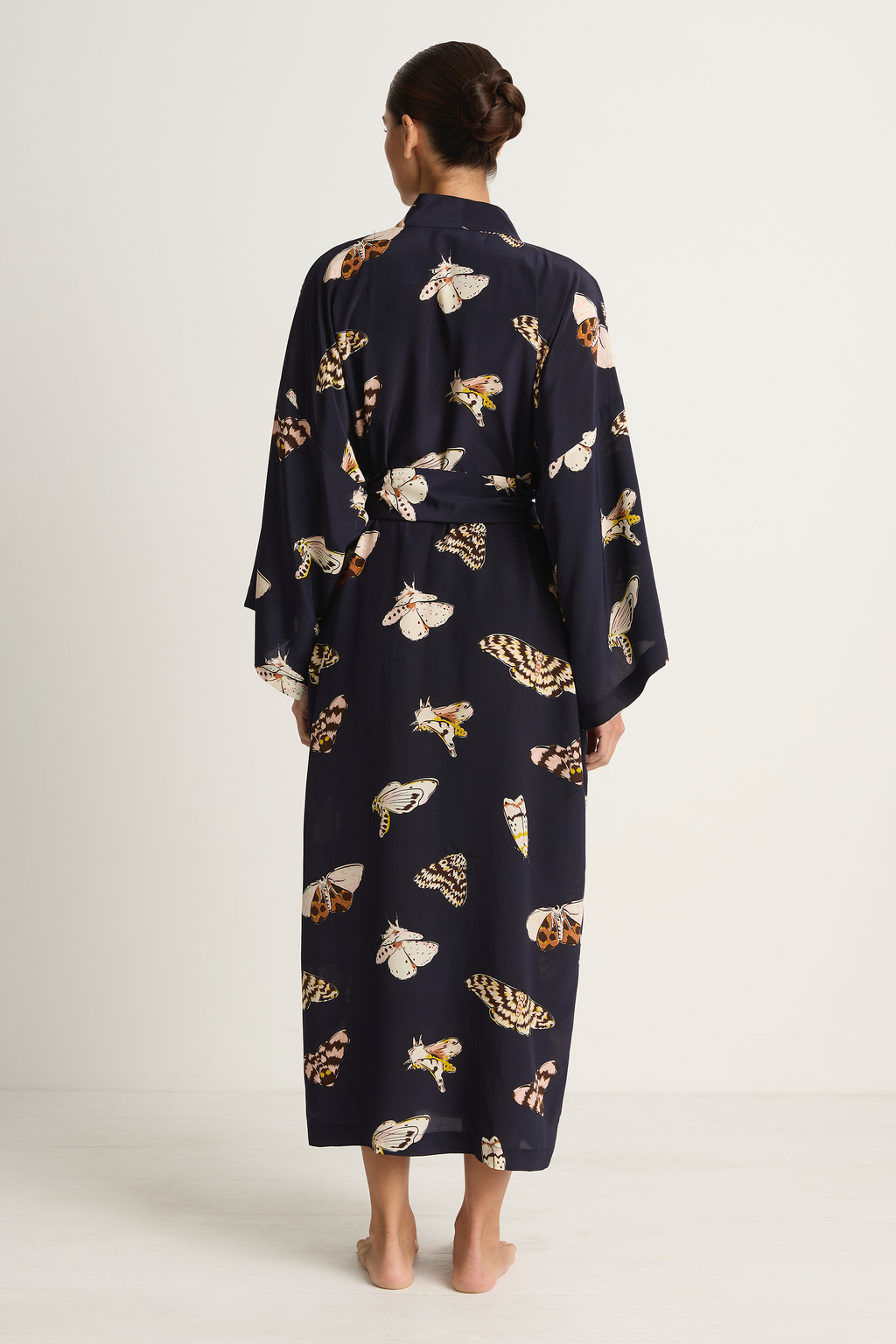 Olivia Von Halle Amaya Robe - Notte Navy Moth