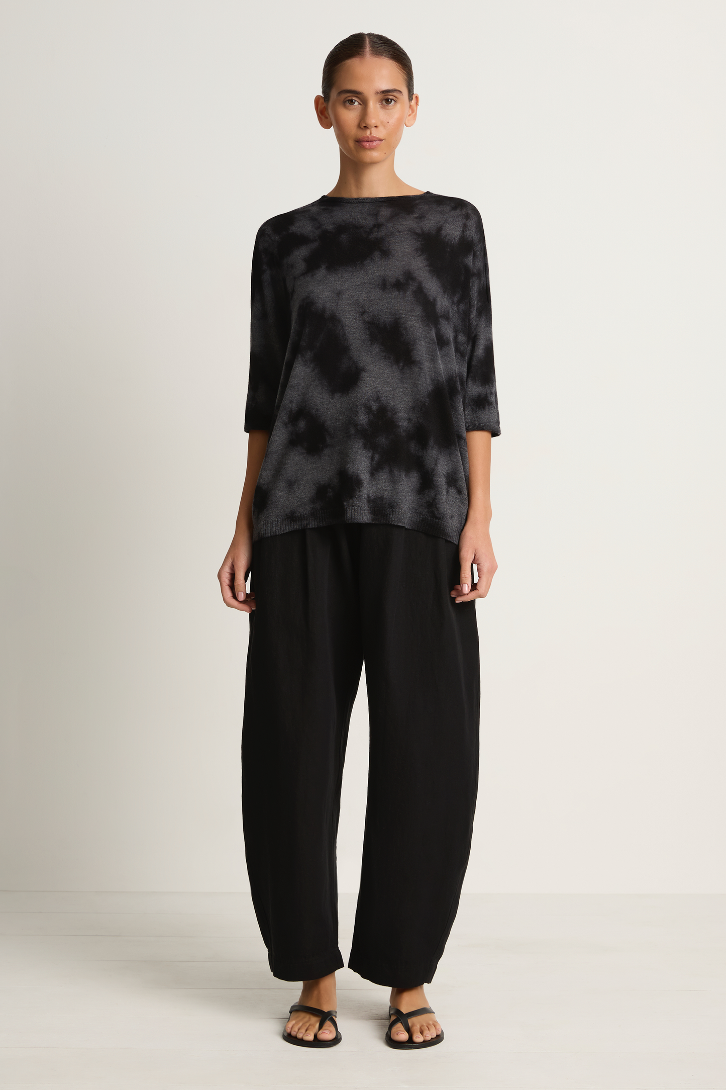 Pas De Calais Alashan Cashmere Uneven Dye Boat Neck Pullover - Charcoal
