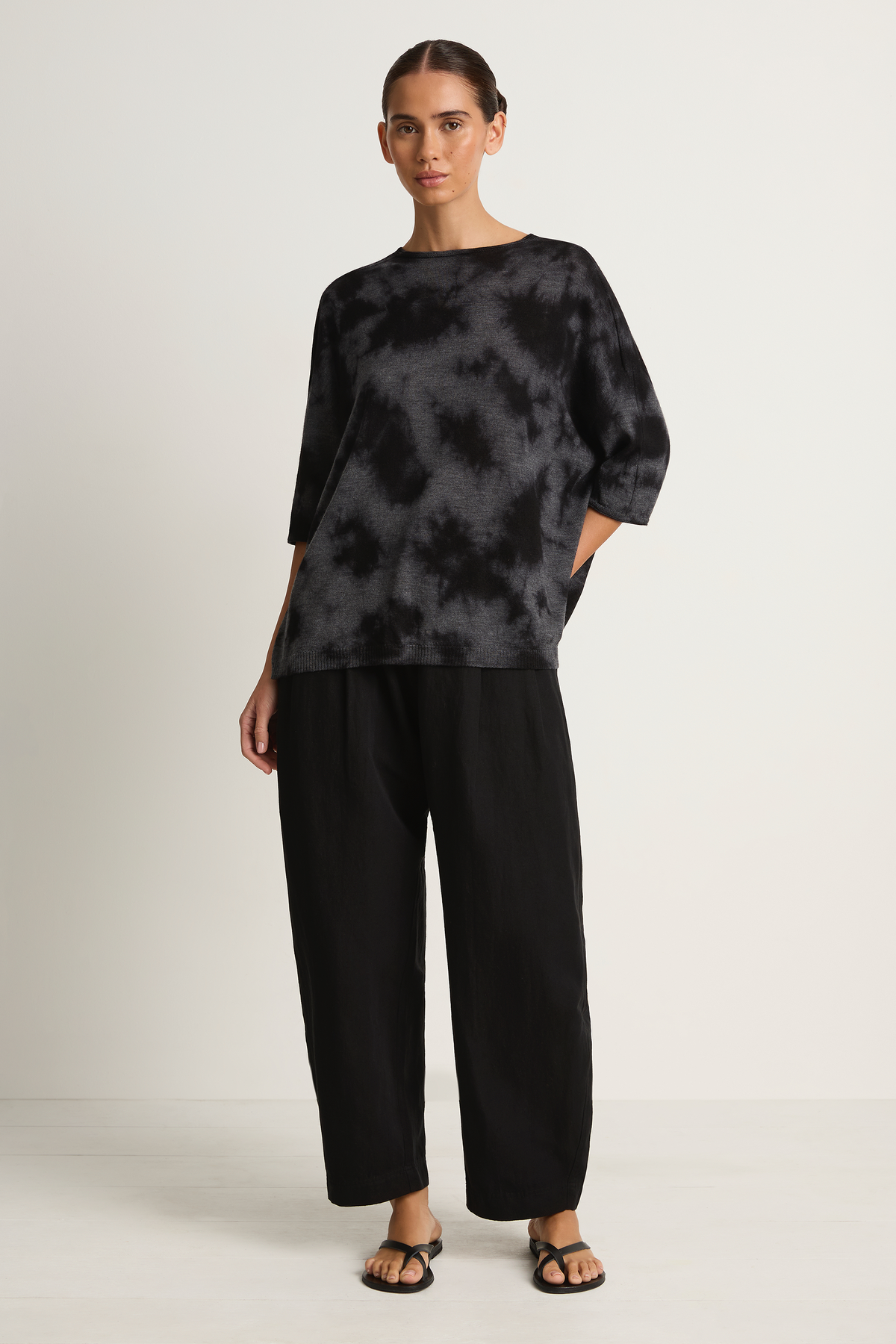 Pas De Calais Alashan Cashmere Uneven Dye Boat Neck Pullover - Charcoal