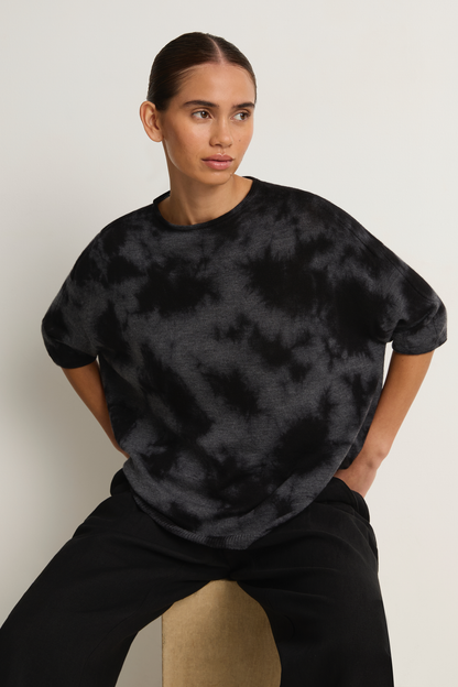 Pas De Calais Alashan Cashmere Uneven Dye Boat Neck Pullover - Charcoal