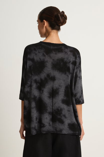 Pas De Calais Alashan Cashmere Uneven Dye Boat Neck Pullover - Charcoal