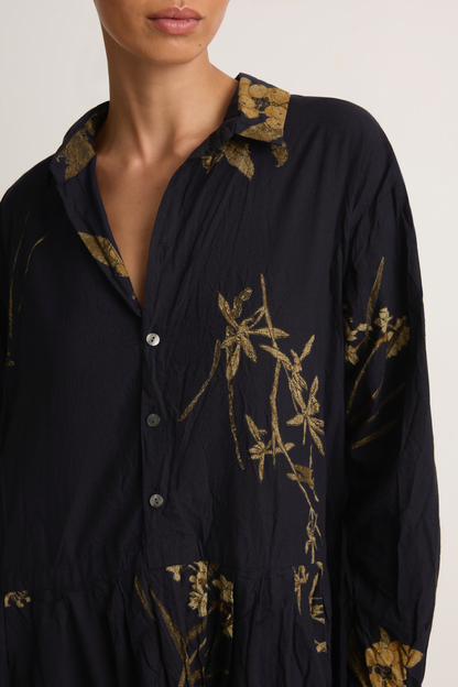 Pas De Calais Japonism Flower Print Dress - Navy