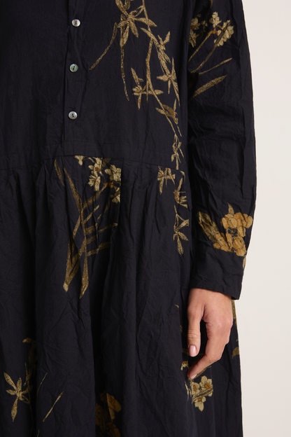 Pas De Calais Japonism Flower Print Dress - Navy