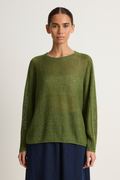 Pas De Calais Normandy Linen Crew Neck Pullover - green