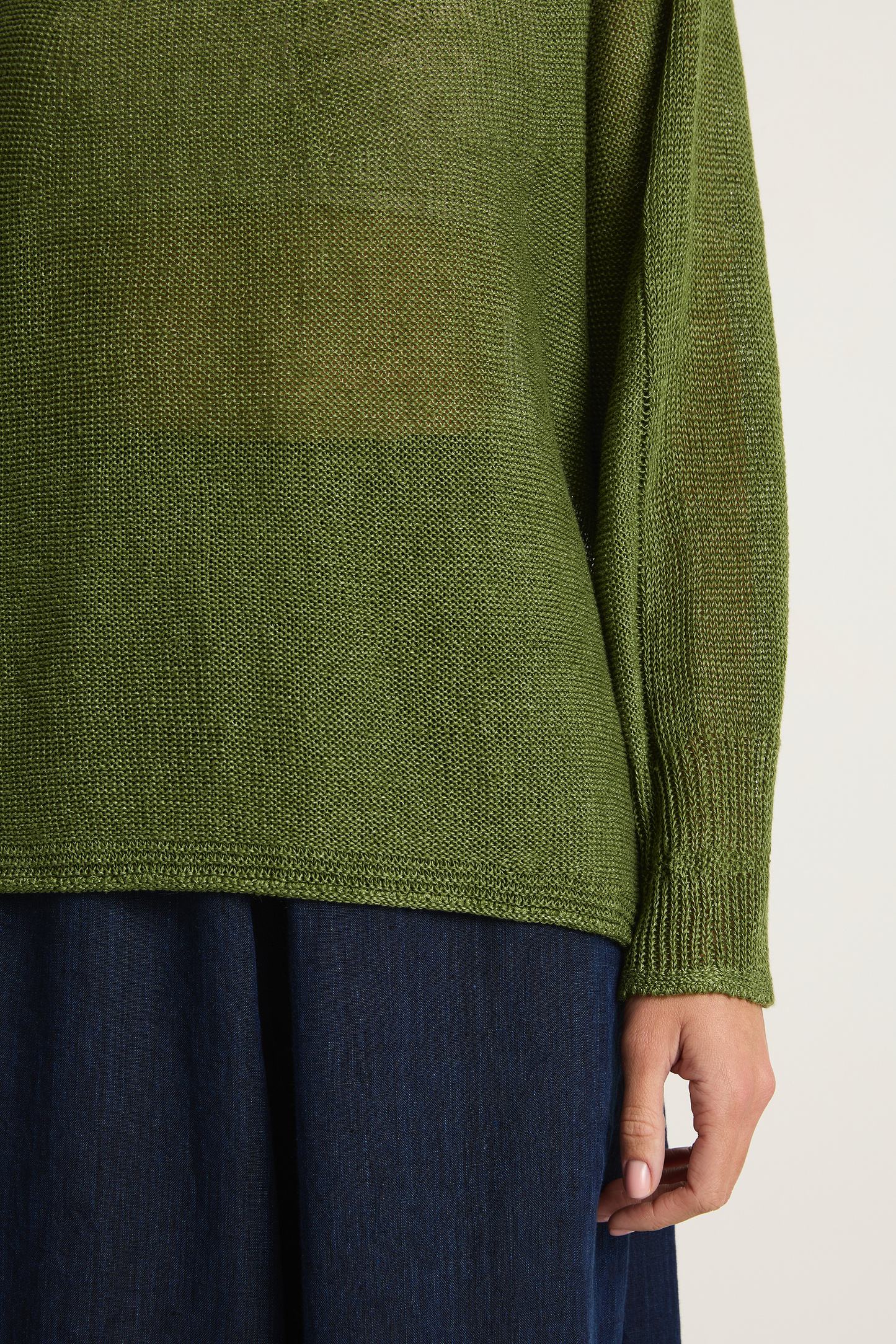 Pas De Calais Normandy Linen Crew Neck Pullover - green