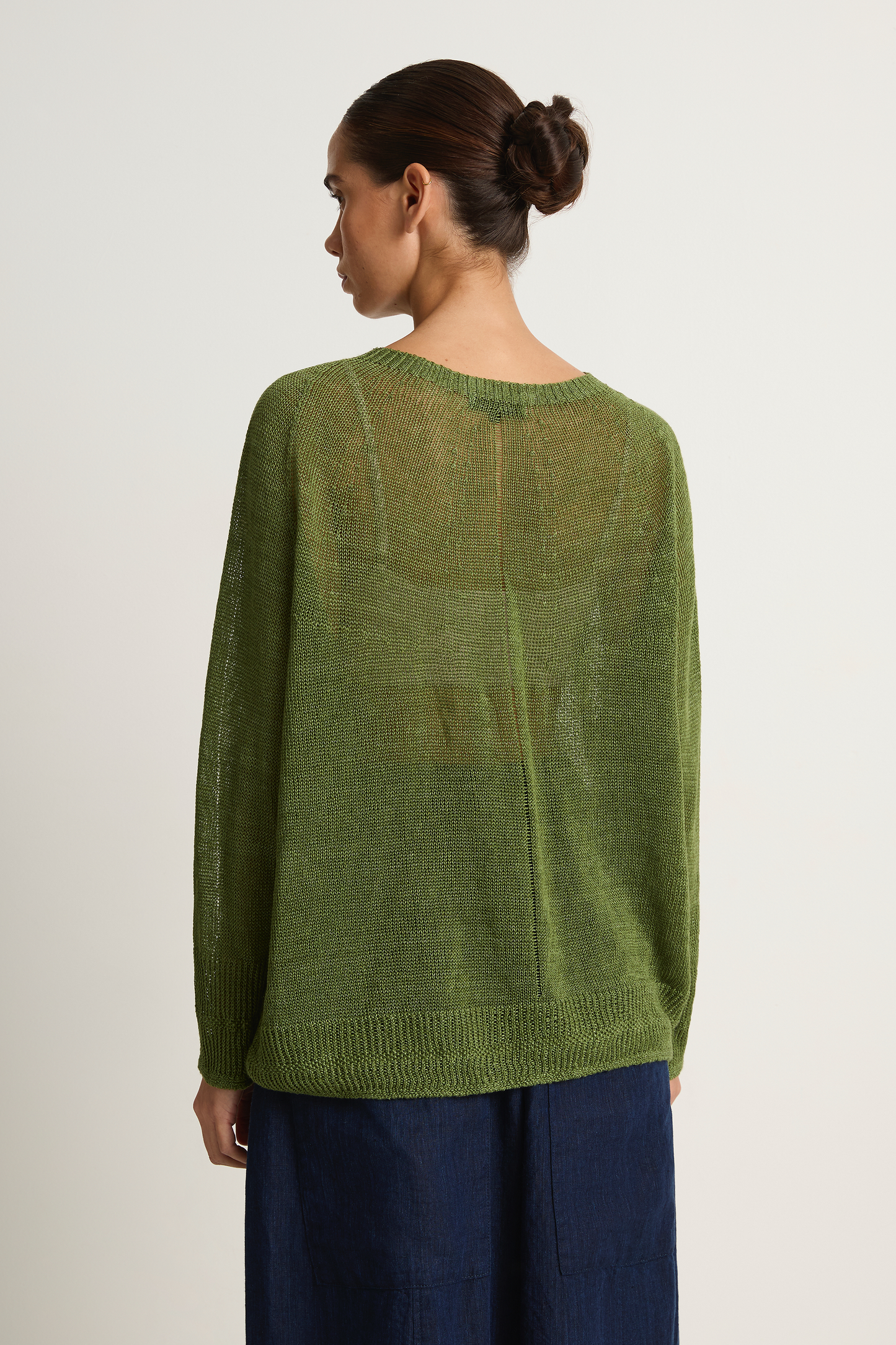 Pas De Calais Normandy Linen Crew Neck Pullover - green