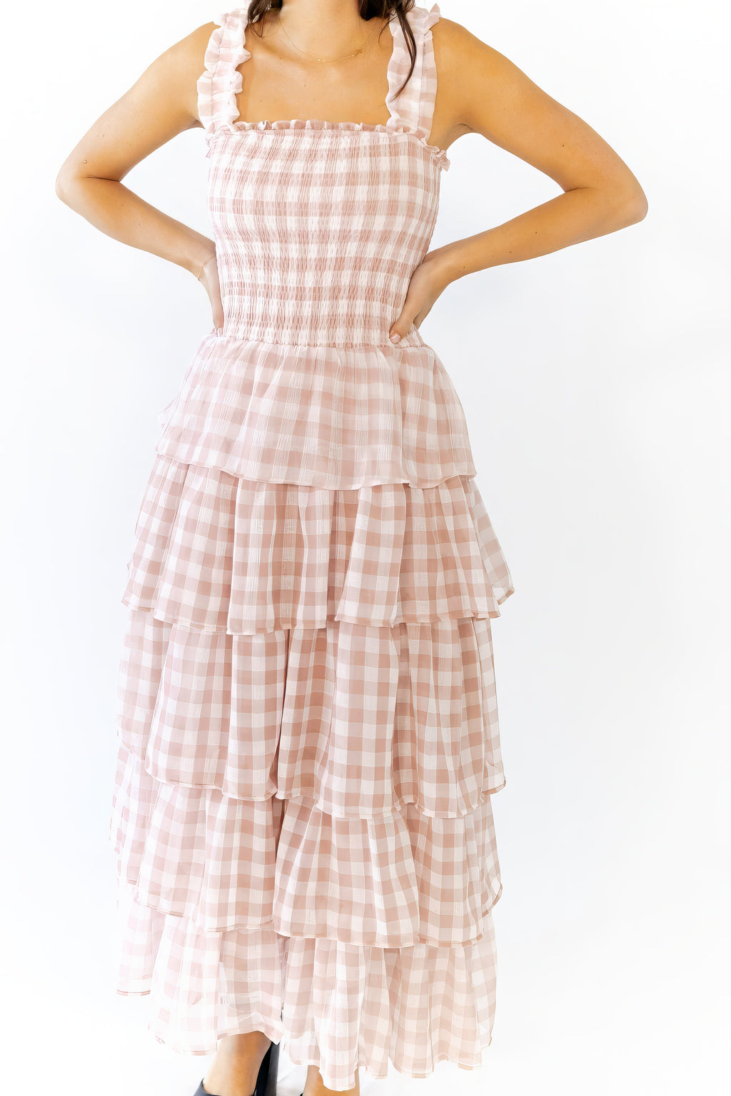 Axel Checked Tiered Maxi Dress