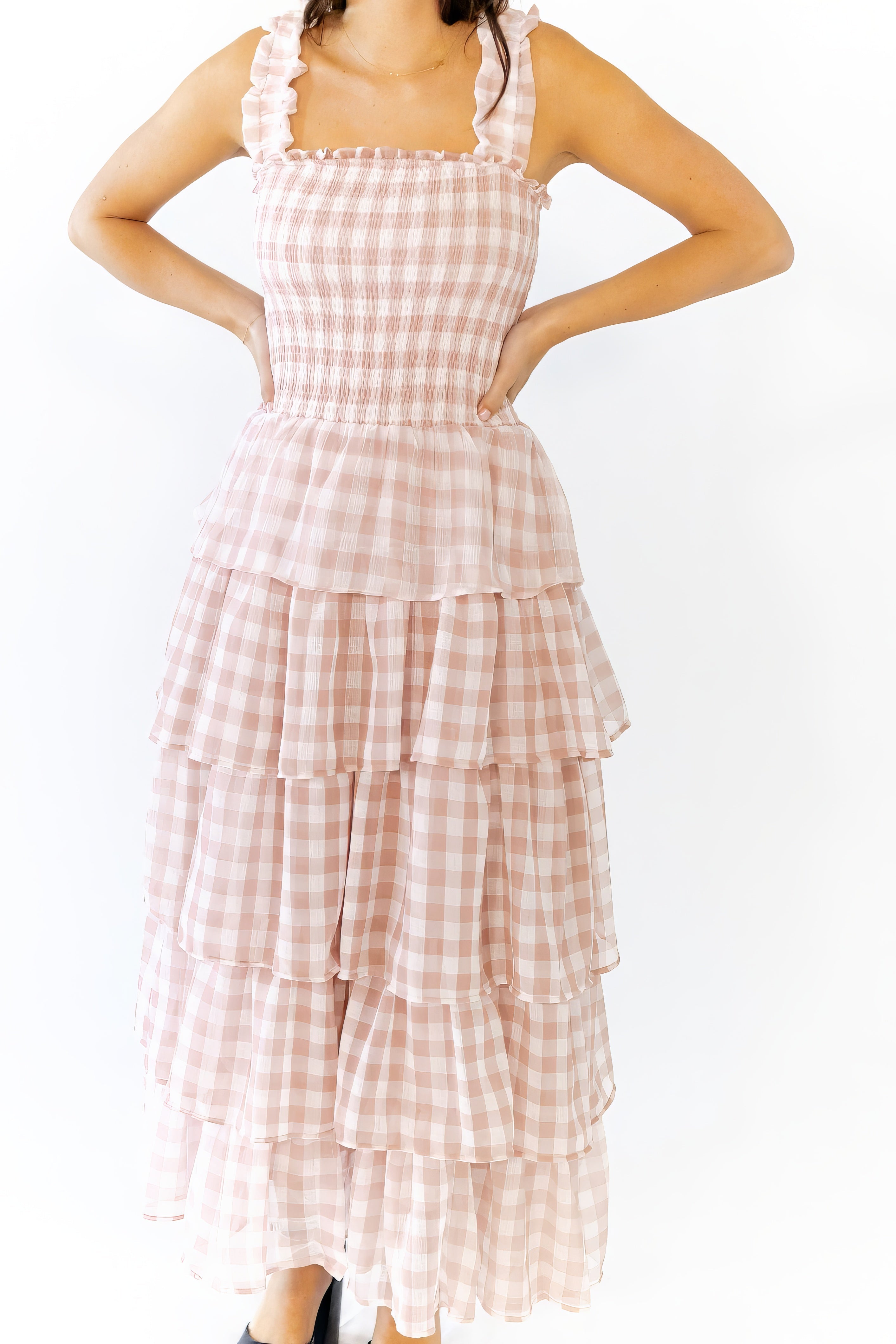 Axel Checked Tiered Maxi Dress