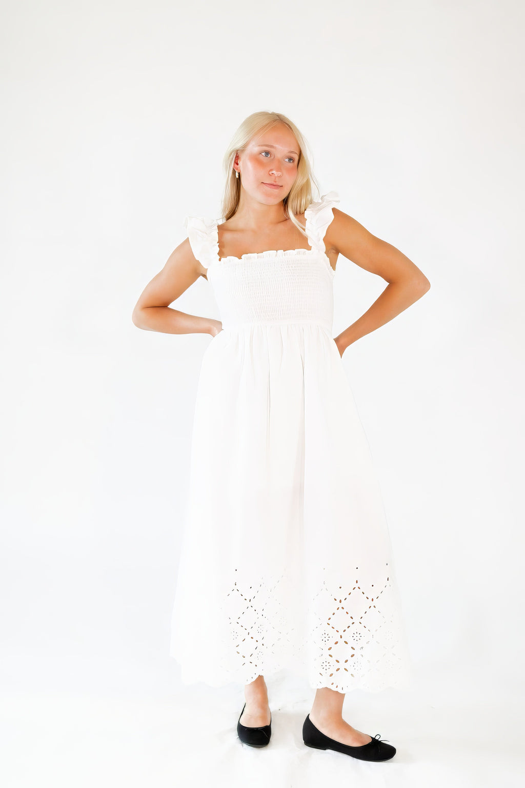 Wilma Eyelet Midi Dress