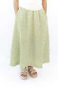 Iris Gingham Midi Skirt · Green