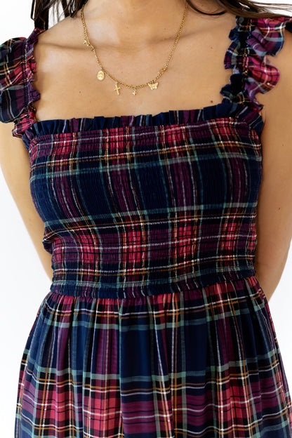 Lea Plaid Midi Dress