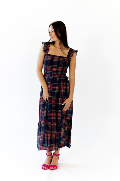 Lea Plaid Midi Dress
