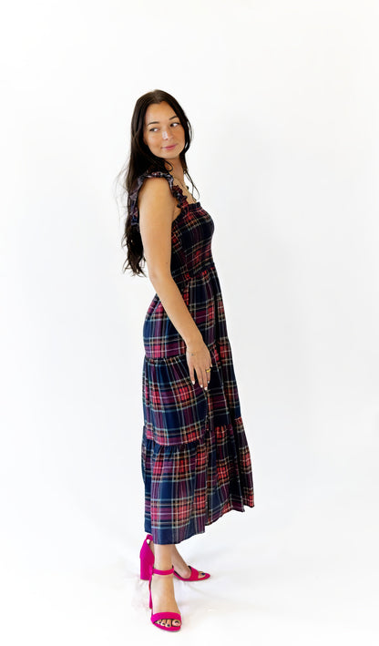 Lea Plaid Midi Dress