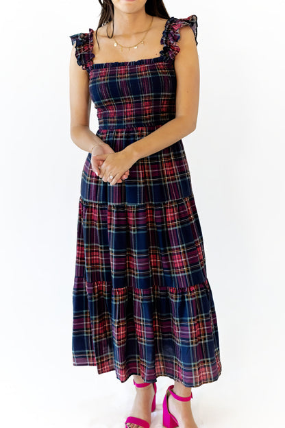 Lea Plaid Midi Dress