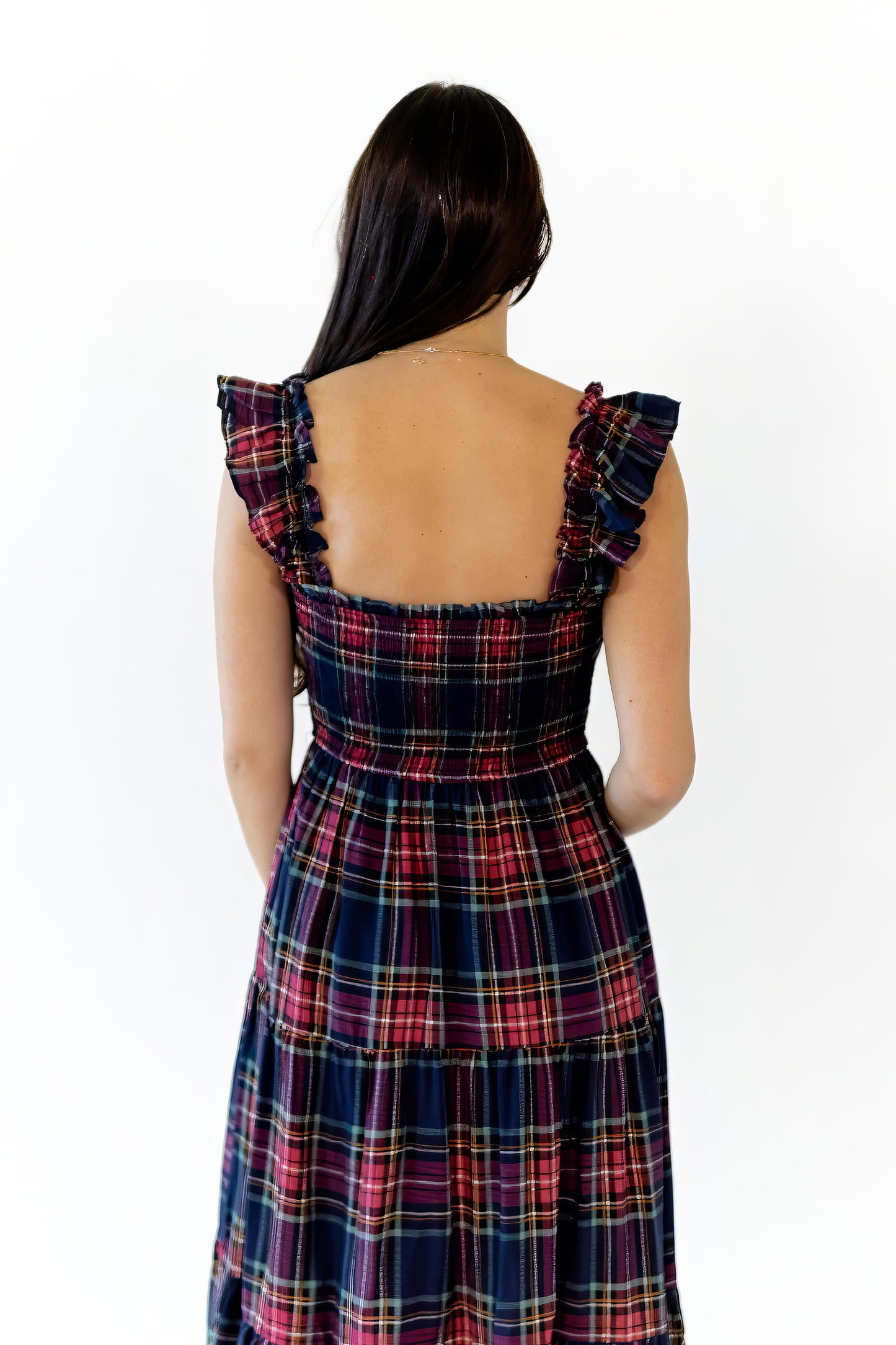 Lea Plaid Midi Dress