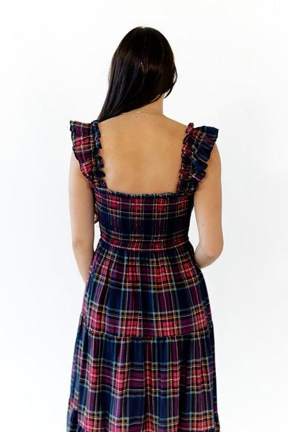 Lea Plaid Midi Dress
