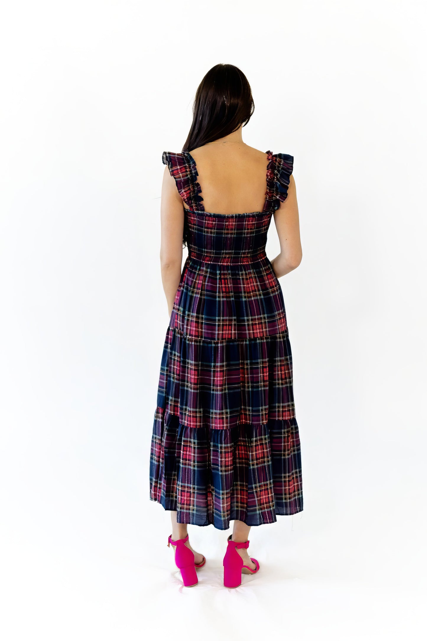 Lea Plaid Midi Dress